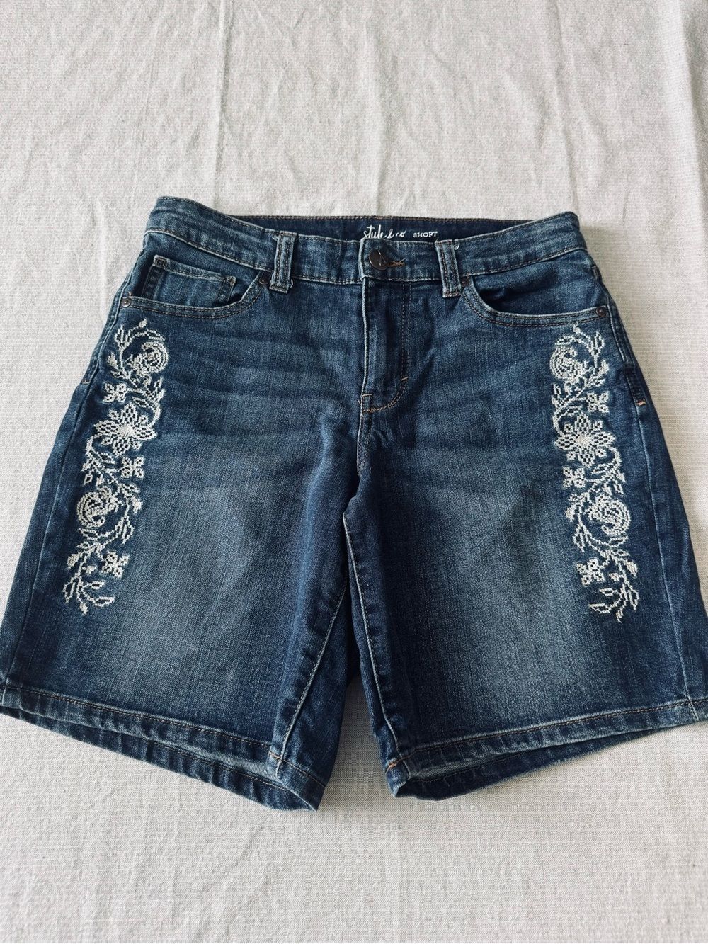 Style & Co. Boho Embellished Denim Jean Shorts 4